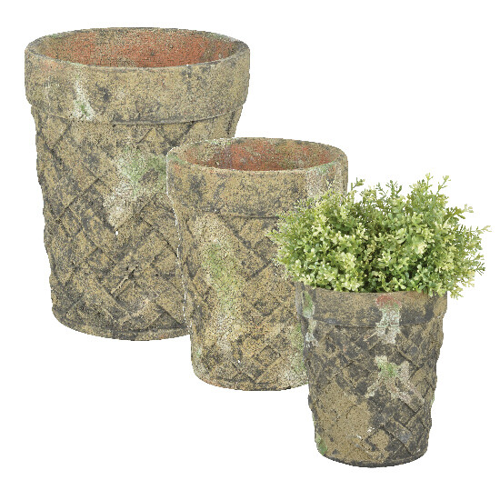 Flowerpot Moss "AGED CERAMIC", set of 3 - 15 cm, 20 cm and 24 cm (SALE)|Esschert Design