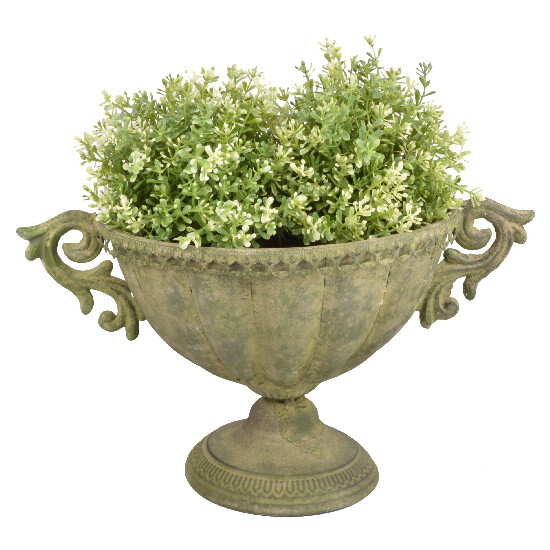 Vase "AGED METAL" wide - metal, dia.23x22cm (dia.39cm incl. ears) green patina|Esschert Design
