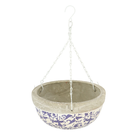 Hanging basket, blue-white ceramic "AGED CERAMIC" 25.5 cm|Esschert Design