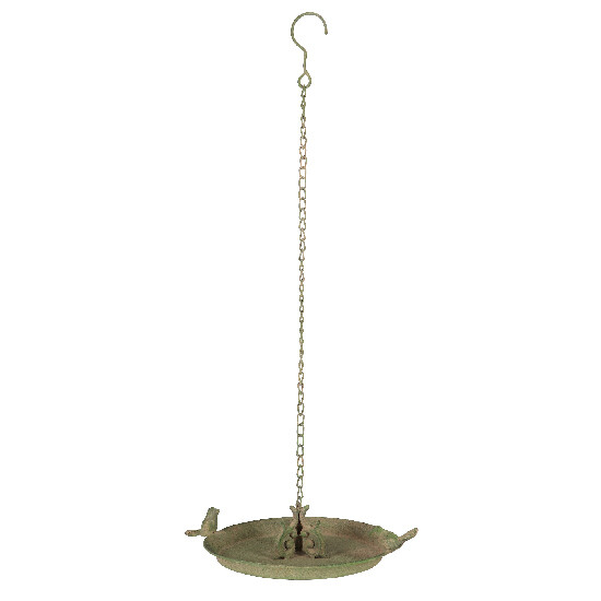 Hanging drinker "AGED METAL" with 2 birds, metal, green patina, 24 x 24 x 8 cm (SALE)|Esschert Design