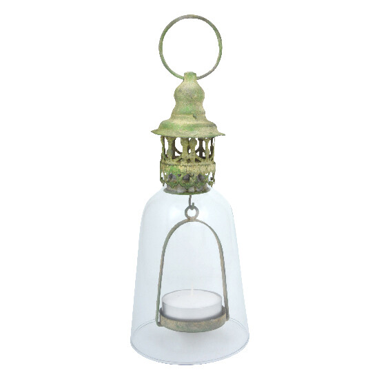 Lantern "AGED METAL" with Hanging "AGED METAL" em for candle - metal, green patina|Esschert Design
