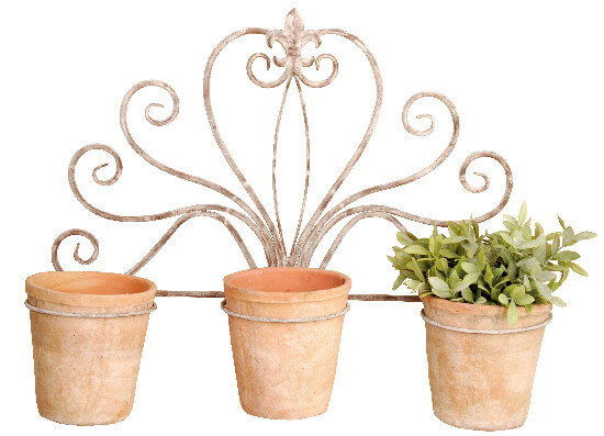 ORNAMENT holder for 3 flower pots "AGED METAL" (SALE)|Esschert Design
