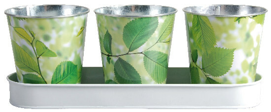 ED 3 pcs flower pots with LEAF tray, 32x11x12cm (SALE)|Esschert Design
