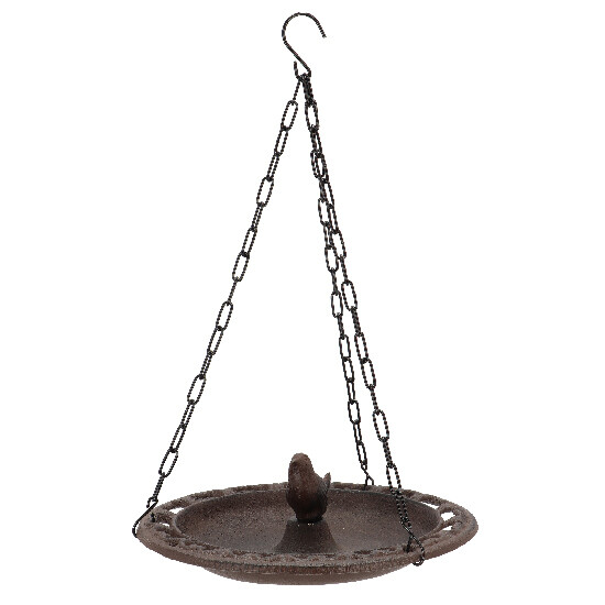 Cast iron bird bath "MISCELLANEOUS", hanging, size: 23 x 23 x 8 cm, color: brown-red-black|Esschert Design