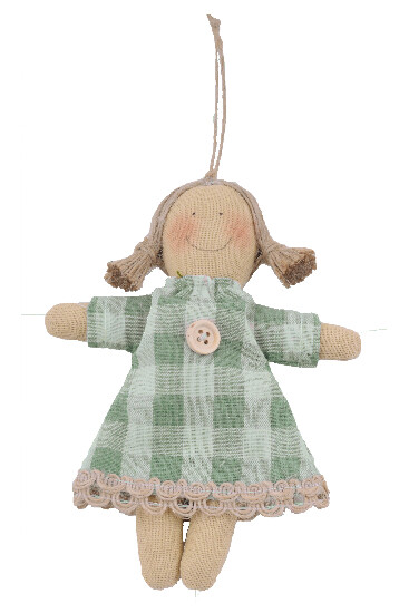 Cloth doll, green dress|Ego Dekor