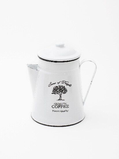 Coffee pot made of white enamel 1 liter | Ego Dekor