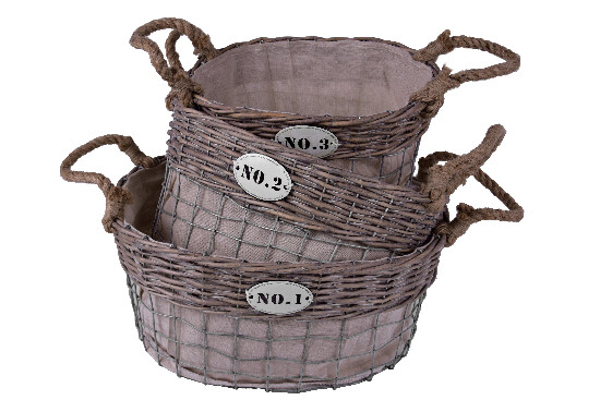 Basket with number, oval, set of 3 | Ego Dekor