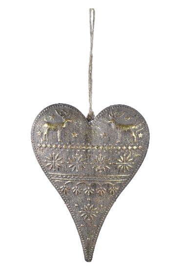 Decorated heart ornament, gold, large|Ego Dekor