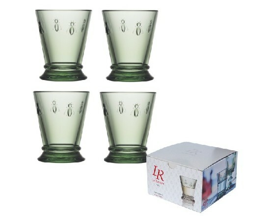 Abeille glass, green, box of 4 (SALE)|La Rochere