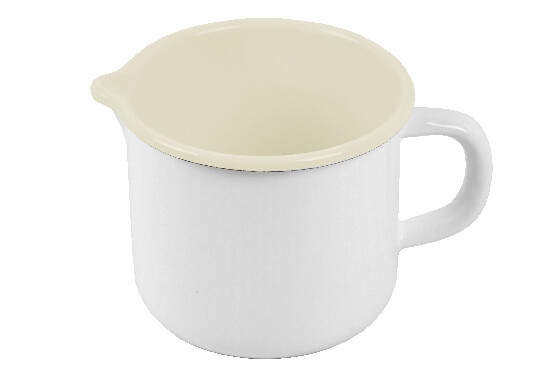 Enamel mug with spout, creamy white | Ego Dekor