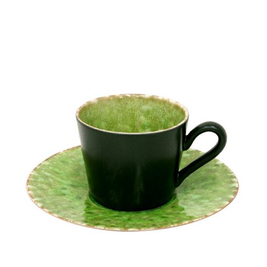 ED Tea cup with saucer 0.19L, RIVIERA, black/green|Tomato|Costa Nova
