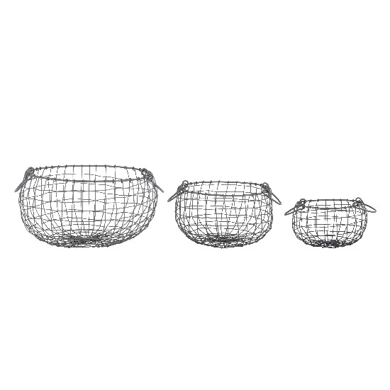 Wire box with handles, oval, set of 3 pieces|Esschert Design