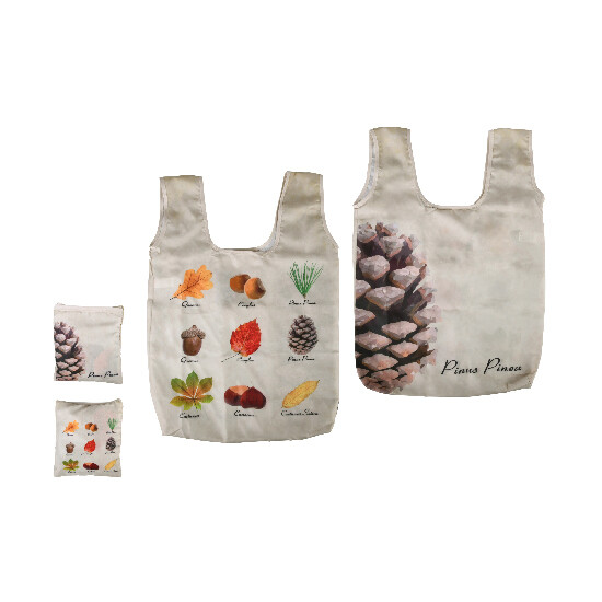 Folding bag Leaves and fruits, easily packed in the included case, with a colorful print of forest fruits and leaves with descriptions, 41 x 4 x 59.5 cm|Esschert Design