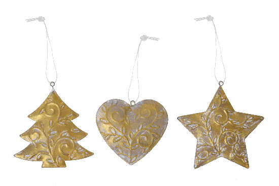 Gold hanging ornament, package contains 3 pieces!|Ego Dekor