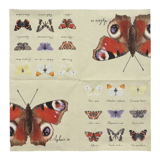 Ubrousky 17x17 cm, s barevným potiskem Motýlci, 20 ks v 1 balení.|Esschert Design