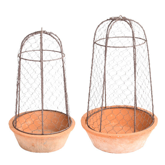 Flower pot with wire protection, set contains 2 pcs! (SALE)|Esschert Design