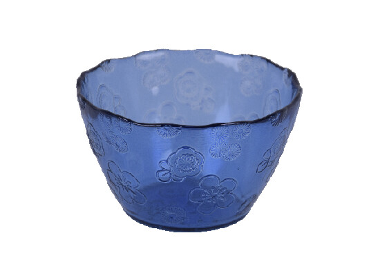 ED Miska szklana z recyklingu 14x9 cm "FLORA", niebieska (WYPRZEDAŻ)