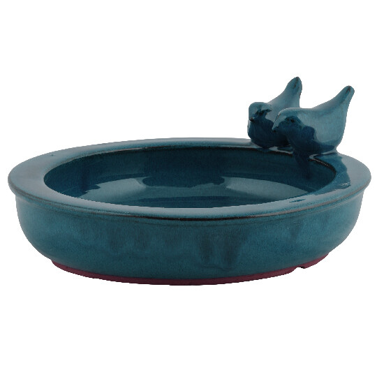 ED ESSCHERT DESIGN II. QUALITY Birdbath/Feeder ELEGANT, ceramic, round, 27x11cm, blue