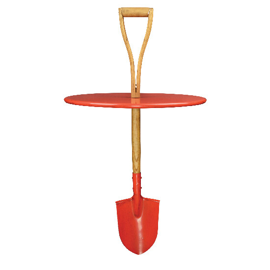 Stolík na rýle "TRAKTOR" zápich, kov, drevo, červená, 59x59x95 cm (DOPREDAJ)|Esschert Design