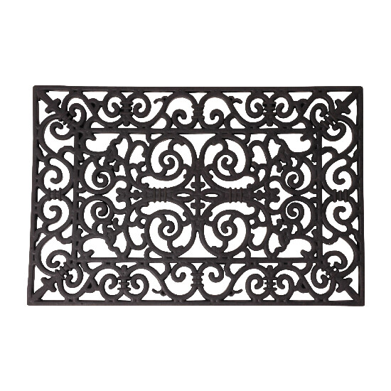 Gumová Rohožka "BEST FOR BOOTS" obdelníková s ornamenty, černá, 60 x 40 cm|Esschert Design