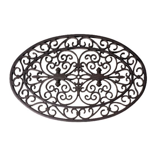 Gumová Rohožka "BEST FOR BOOTS" oválná s ornamenty, černá, 69,5 x 44 cm|Esschert Design