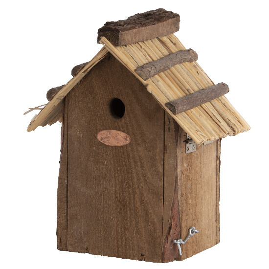 Dřevěná Budka "BEST FOR BIRDS" antik, slaměná střecha - Sýkora modřinka 27 cm (DOPRODEJ)|Esschert Design