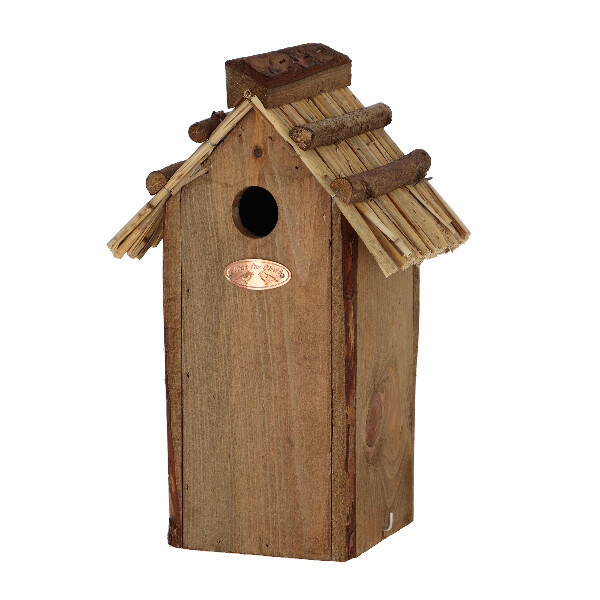 Dřevěná Budka BEST FOR BIRDS antik, slaměná střecha - Sýkora koňadra 32 cm (DOPRODEJ)|Esschert Design