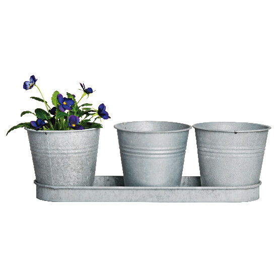 Set of 3 flower pots - zinc|Esschert Design