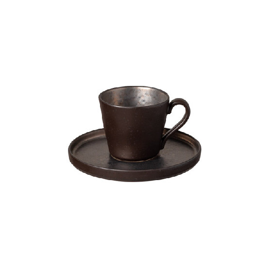 ED Tea cup with saucer 0.21L, LAGOA, black|Metal|Costa Nova