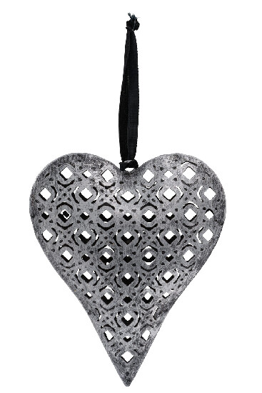 Srdce plechové, stříbrná 22 x 26 cm (DOPRODEJ)|Ego Dekor