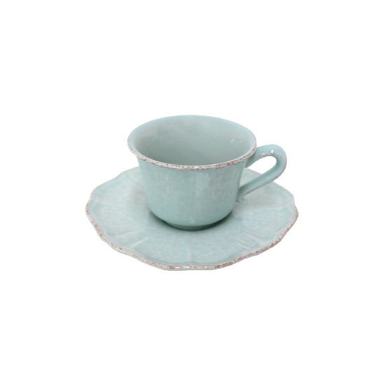 Šálek na čaj s podšálkem, 0,22L, IMPRESSIONS, modrá (tyrkysová)|Casafina
