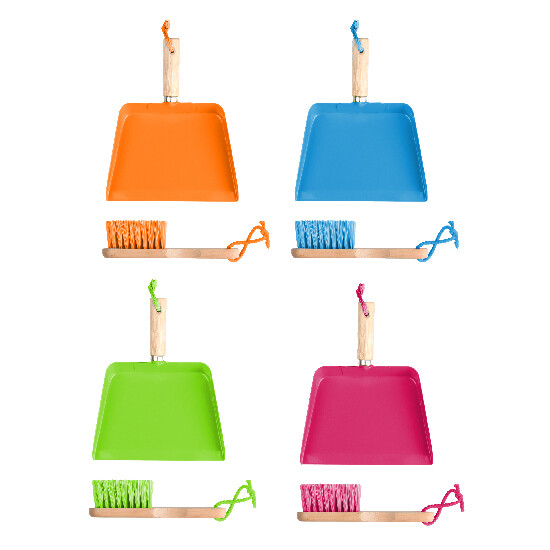 Scoop and broom COLOR for kids, 20x23x9cm, orange/blue/green/pink, FSC|Esschert Design