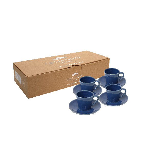 Coffee mug with saucer, NOVA GIFT, denim, GIFT PACK 4 pcs (SALE)|Costa Nova