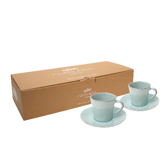 Tea mug with saucer, NOVA GIFT, turquoise, GIFT PACK 2 pcs (SALE)|Costa Nova