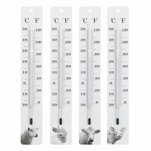 Thermometer B&W Farm animals, h. 28 cm, package contains 4 pcs! (SALE)|Esschert Design