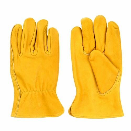 Garden gloves LEATHER, ocher, size L|Esschert Design