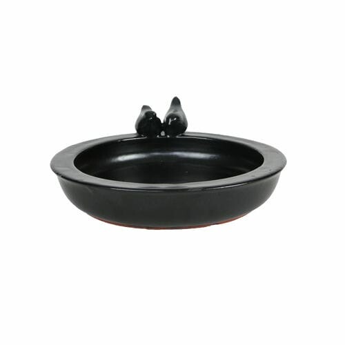 Ceramic bird drinker, black, dia. 30.7 cm|Esschert Design