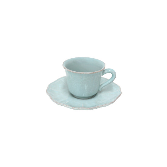 Coffee cup with saucer, 0.1L, IMPRESSIONS, blue (turquoise)|Casafina