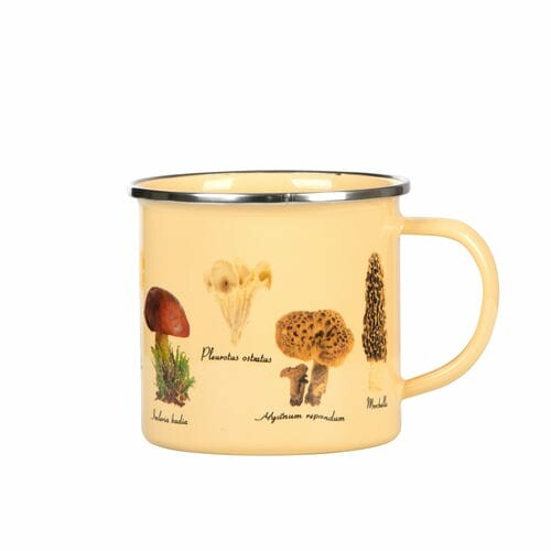 TIN mug, enamel, MUSHROOMS, 13x10x9cm/0.5L, beige (SALE)|Esschert Design