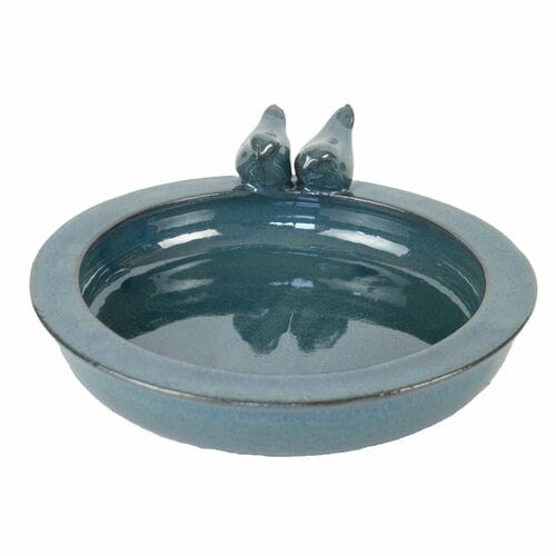 Ceramic bird drinker, blue, dia. 31 cm|Esschert Design