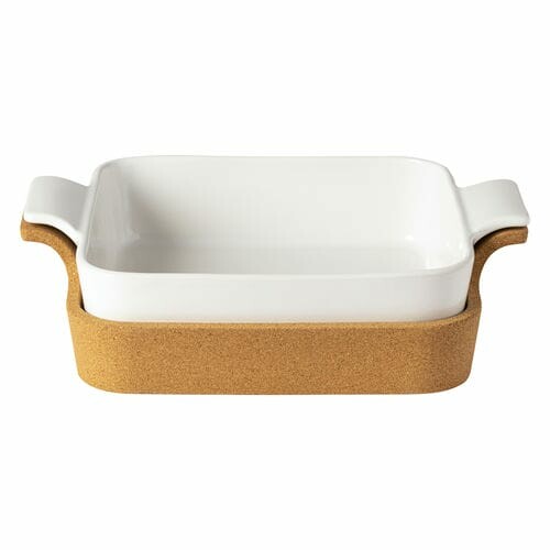 Baking container with cork bed 32x25cm|2.5L, ENSEMBLE, white|Casafina