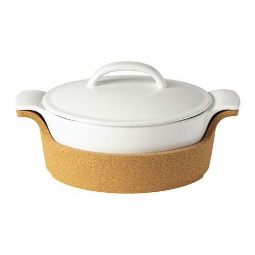 Soup bowl with cork bed, oval 32x20cm|1.9L, ENSEMBLE, white|Casafina