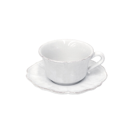 Mug with saucer, 0.4L, IMPRESSIONS, white|Casafina