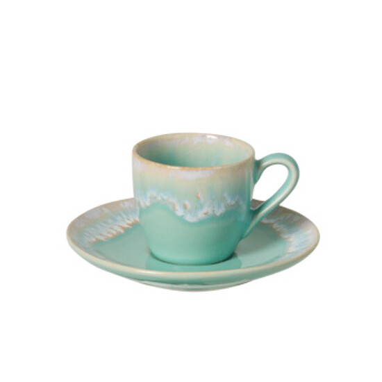 ED Coffee cup with saucer, 0.1L, TAORMINA, blue (aqua)|Casafina
