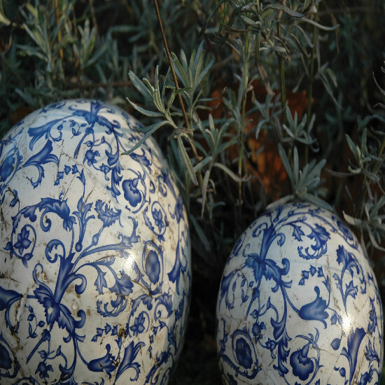 Ball diameter 12 cm, blue-white ceramic 