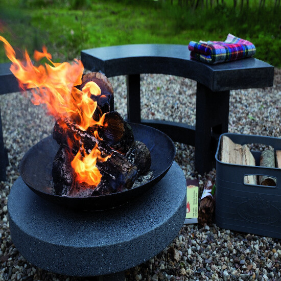 Lavička k ohništi FF80 TERAZZO, granitová, půlkruh 113x46cm|Esschert Design