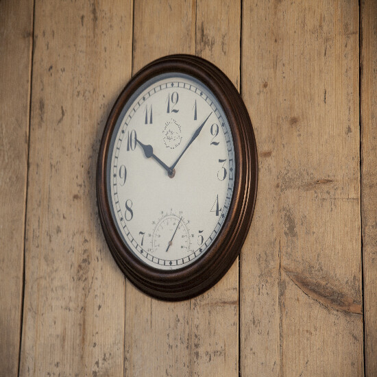 Clock WORLD OF WEATHER, wall, brown, diameter 30.5 cm, Arabic numerals|Esschert Design