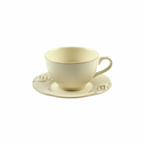Tea cup with saucer 0.25L, MADEIRA HARVEST, white (cream)|Casafina