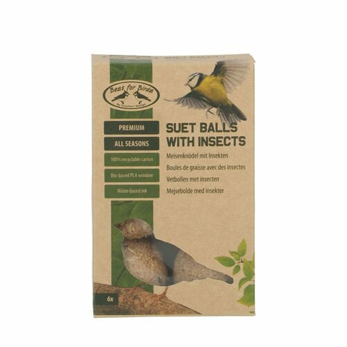 Bird feeder, tallow ball with dried insects, pack of 6 | Esschert Design