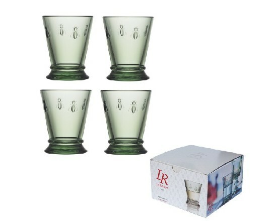 OBJ Glass Abeille, green, box 4 pcs (SALE)|La Rochere